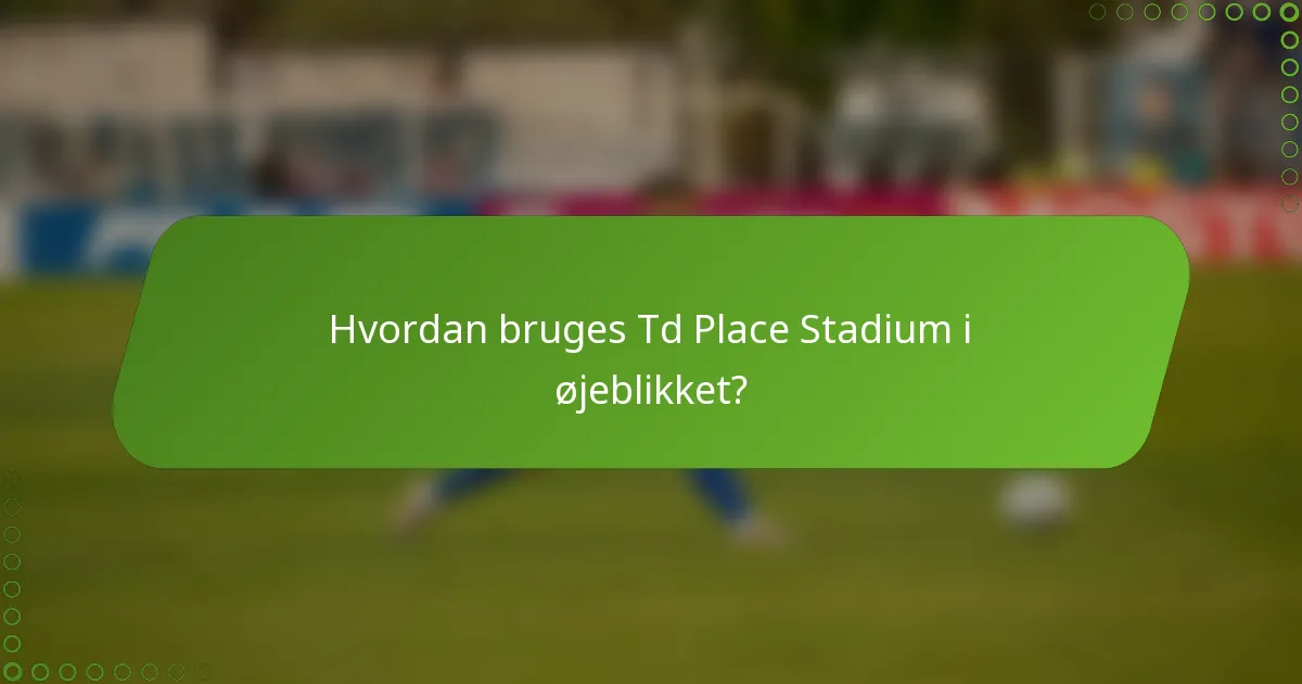 Hvordan bruges Td Place Stadium i øjeblikket?